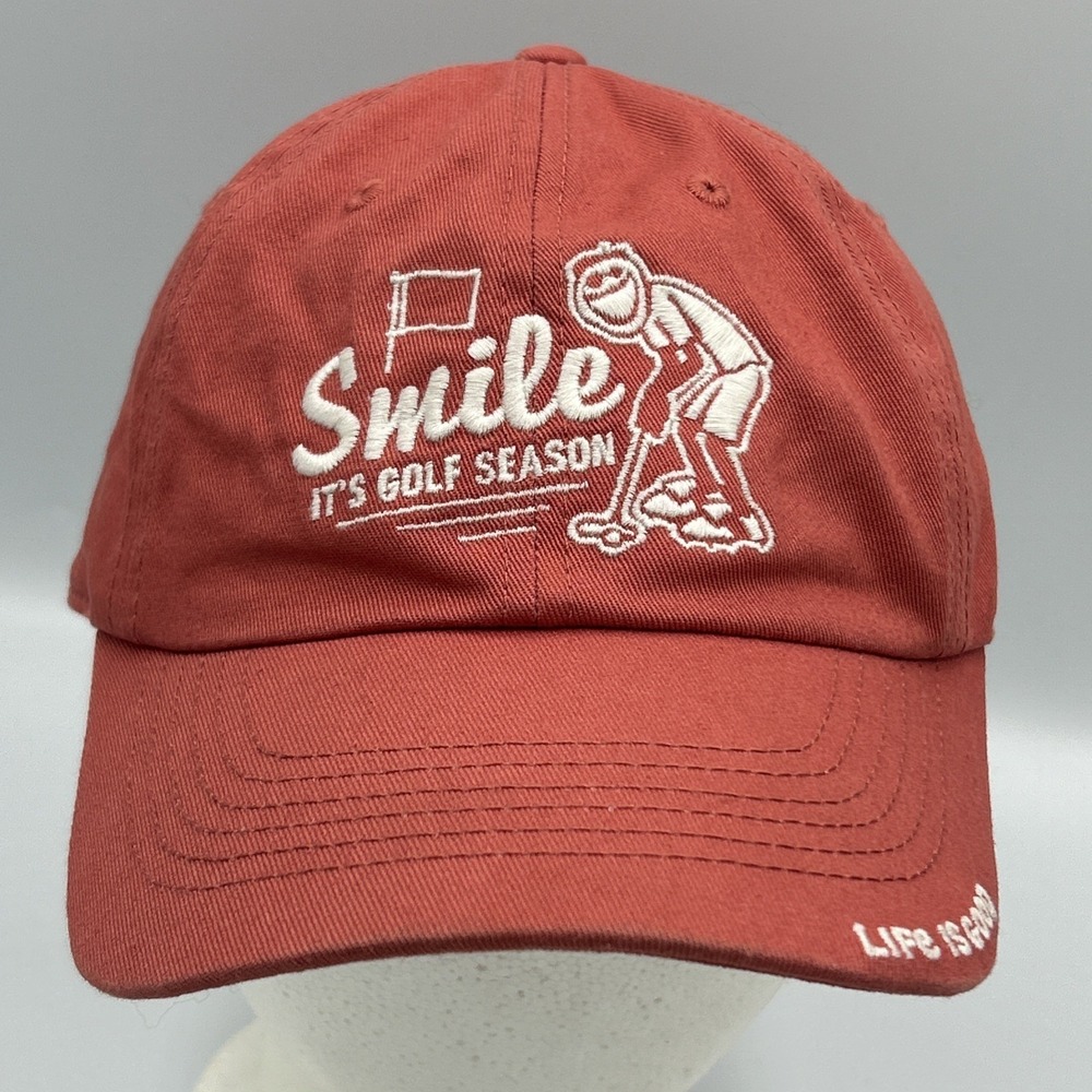 Life Is Good Adjustable‎ Strapback Cotton Hat Cap Red - Smile It's Golf Season